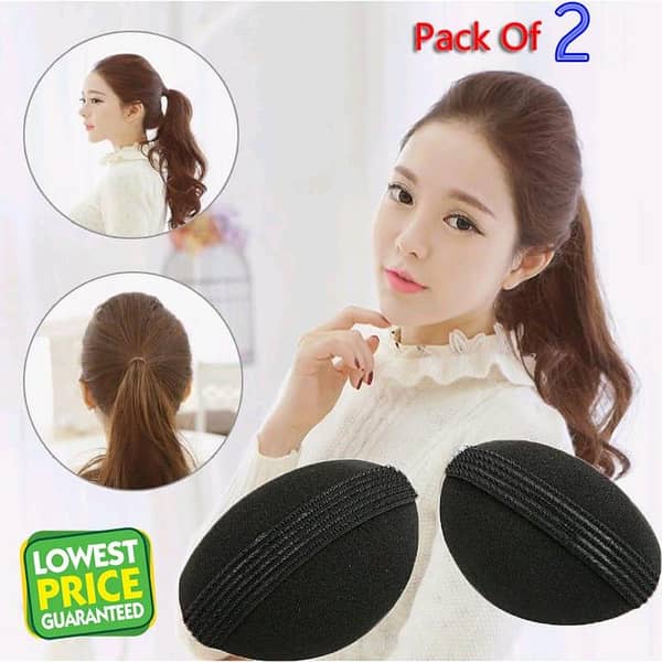 Set of 2 Plastic Hair Puff Volumizers - Oval Pads for Hair Styling and Bun Creation