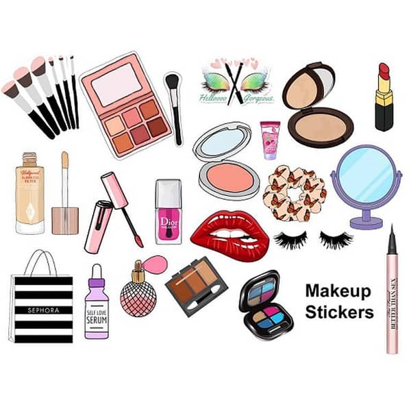 20 Pcs Girls Beauty Makeup Stickers for Skateboards, Laptops, Phones, and Luggage