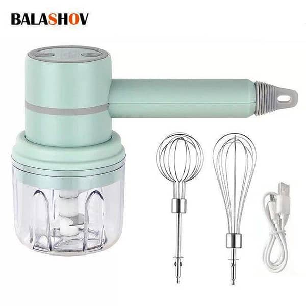 Mini Electric Food Processor: Garlic Chopper, Meat Grinder and Egg Whisk