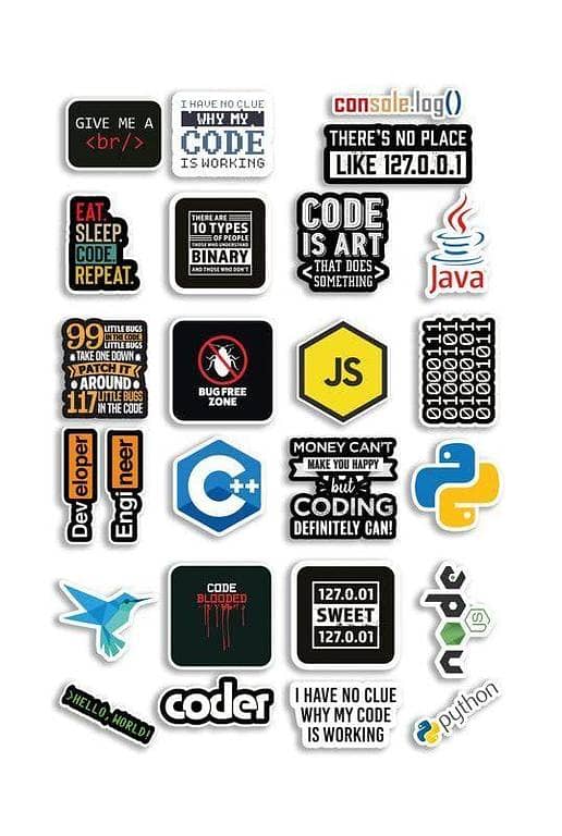 25 Programming Stickers for Laptop and Mobile Back Cover