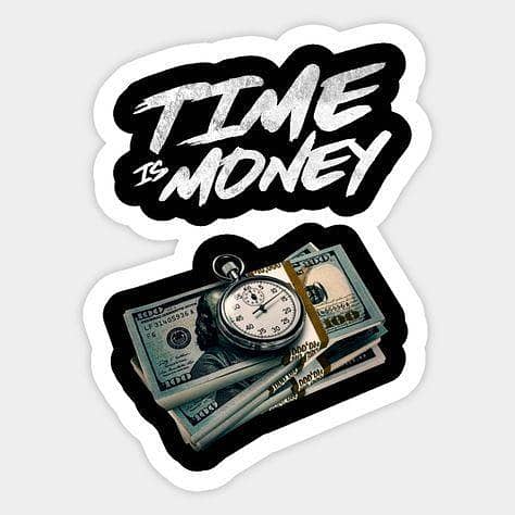 Time is Money Stickers for Laptop and Mobile - 3x2 Inches