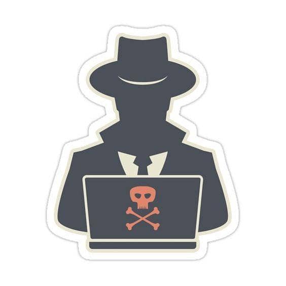 3x2 Inch Hacker Skull Sticker for Laptops and Mobile Devices