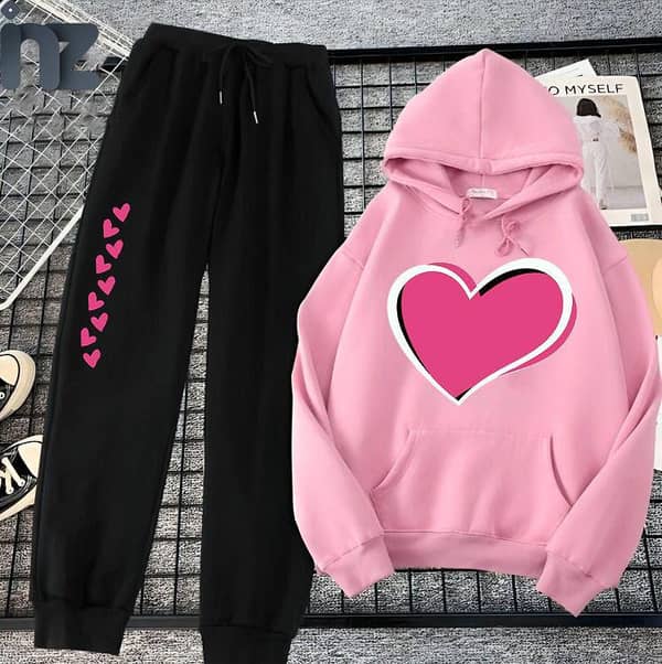 Comfortable Printed Hoodies and Trousers for Women and Girls - Oversized Fleece Tracksuits for Winter
