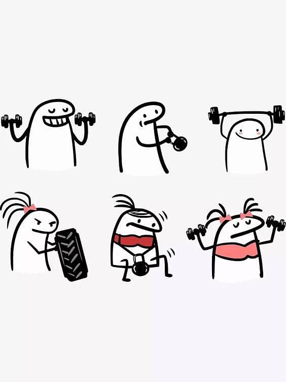 Pack of 6 Gym Flork Meme Stickers for Laptops and Mobile Back Covers - Size 4 cm
