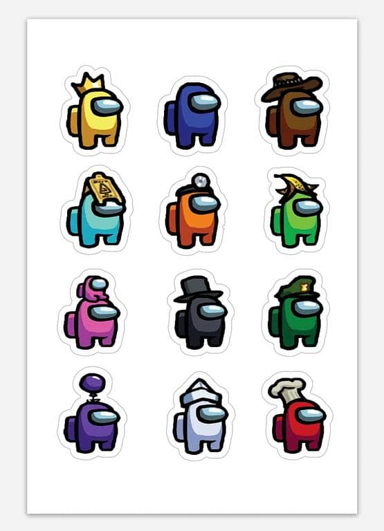 Among Us Sticker Sheet for Mobile, Laptops, and Diaries - Uncut 4 x 6 Inch Size