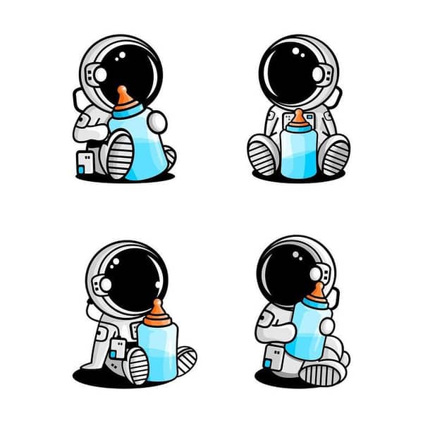 Baby Astronaut Space Stickers for Kids - 2x2 Inch Planet Stickers for Laptops - Art and Crafts Set of 4