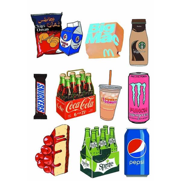 Food and Drink Stickers Pack of 10 - 2 to 3 Inch Aesthetic Designs for Laptops, Phones, and Personal Items