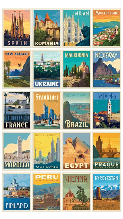 Pack of 20 Travel Stickers for Laptops and Mobiles, 2 to 3 Inches - Mix Designs