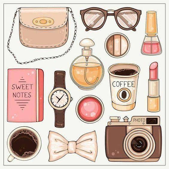 Set of 13 Aesthetic Makeup Stickers for Laptops and Mobile Devices - 4 to 5 cm - Boss Lady Theme
