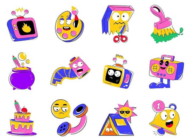 Pack of 12 Funny Stickers for Kids - Aesthetic Food and Girls Stickers for Mobile, Laptop, and Diary Decoration - Each Sticker 2x2 Inches