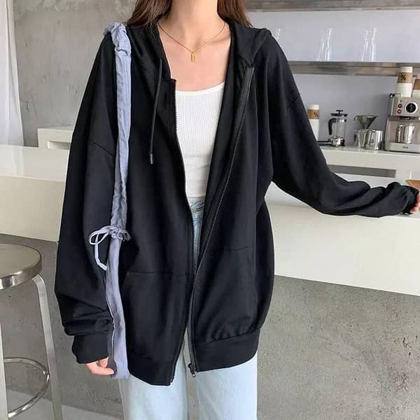 Jack Beos Women's Black Fleece Hoodie with Zipper 17092022 - Comfortable and Stylish Winter Wear