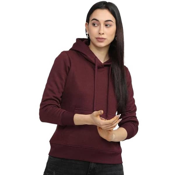 Jack Beos Women's Maroon Fleece Hoodie, Pull Over Style, Model 17092022
