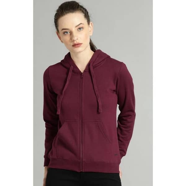 Jack Beos Women's Maroon Fleece Zip-Up Hoodie - Style 23082022