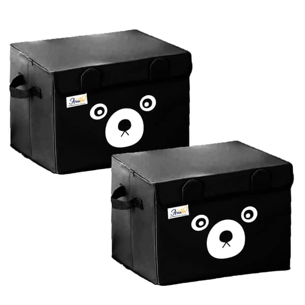 Shop2home Kids' Small Toy Storage Bins - 2 Pack with Bear Design