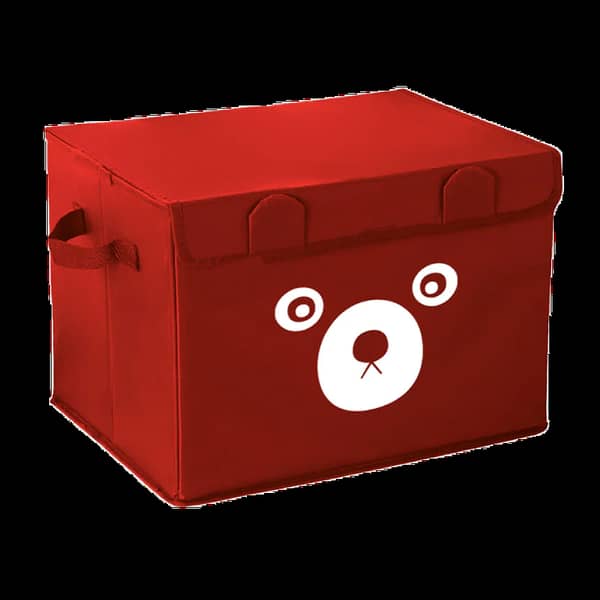 Shop2home Small Kids' Toy Storage Bins in Red with Bear Design