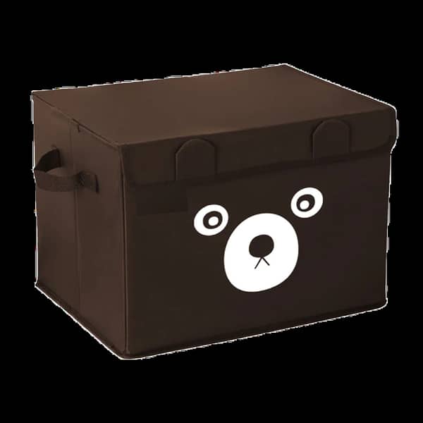 Shop2home Small Kids' Toy Storage Bins in Brown with Cute Bear Design