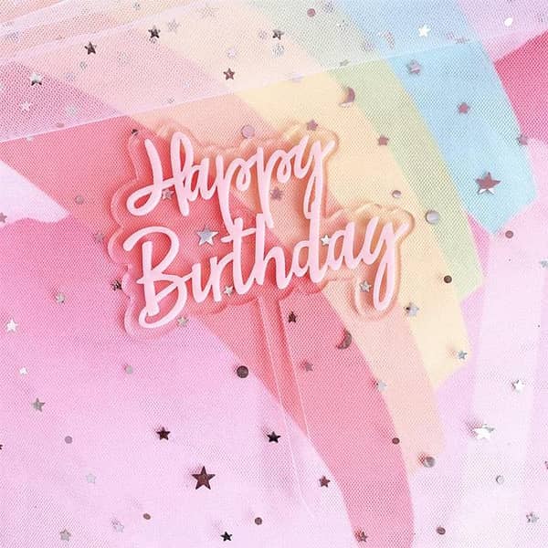 HAPPY BIRTHDAY Double Layer Acrylic Cake Topper by K. S. for Birthday Celebrations
