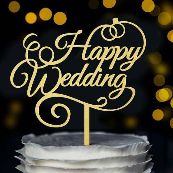 JUST NIKAHFIED / HAPPY WEDDING Acrylic Cake Topper for Celebrations - (K. S. )