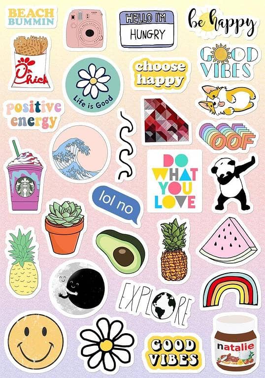 30-Pack Mix Aesthetic Stickers for Laptops and Mobile Devices (Size: 2 to 4 cm)