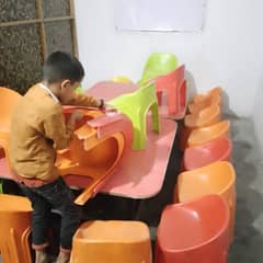 school chairs and table