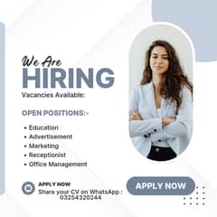 Male and Female Required For Office Work  (Lahore only)