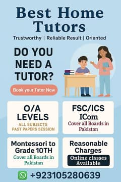  PRIVATE TUTORS AVAILABLE: HOME & ONLINE