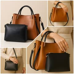 2 Piece Women's Leather Handbag Set