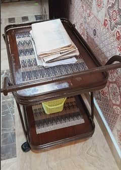 Tea Trolly , Jai Namaz takh posh along with side table wodden.
