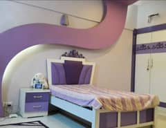 XL Single Bed with one Side Table and Dresser