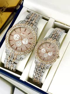 stylish unisex Rose Gold Analoge watch 2pcs Quartz Water REsistance