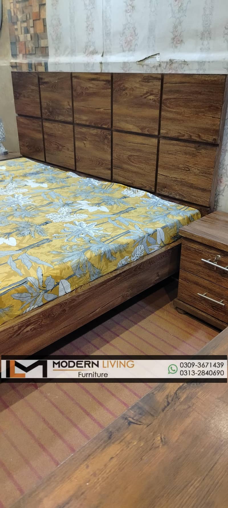 King Bed With 2 Side Tables Best Quality In Your Choice Colours 6