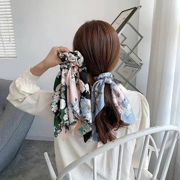Elastic Bow Scrunchies with Ponytail Design for Women and Girls - Hair Accessories and Ties
