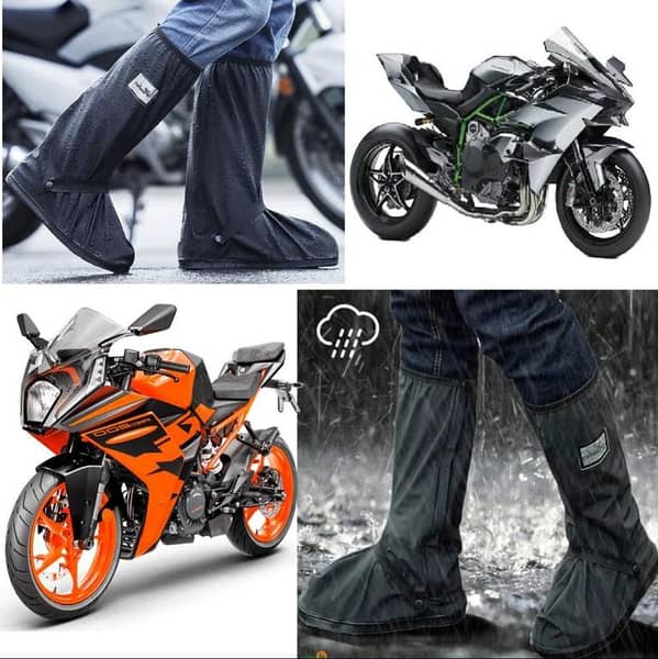 Waterproof Shoes Cover with Reflector Rain Snow Boots Black Reusable Covers for Motorcycle -1 Pair