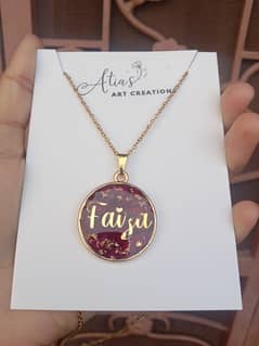 customize name necklace. . handmade. . price. . 900. . delivery charges. . 300