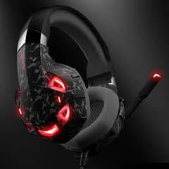 RUNMUS K2 Gaming Headset in Camo-Grey: Enhanced 7.1 Surround Sound,