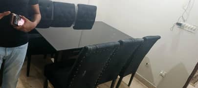 black glass dining  table chair