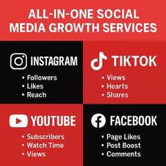 instagram,Facebook, tiktok,increase followers, comments, likes.