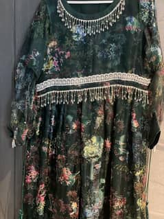 green colour net long frock over sized