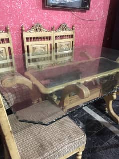 Dining table with 8 chairs and show case with big space