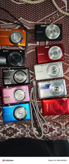 Nikon Sony Canon digital cameras lot of 10 PC all ok with battery