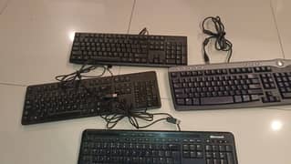 4 Keyboards 4 mouse 3 dport 1 hdmi cable 2 headphones 4 power cables