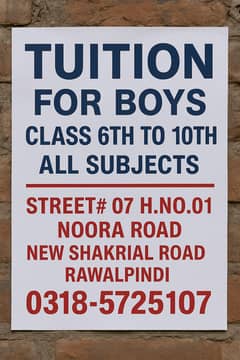 Tuition for Boys – Class 6 to 10 (All Subjects)