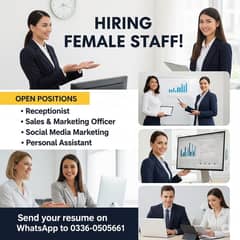 need female staff for sales marketing officer