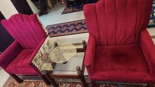 sofa chairs back printed pure shesham wood pair of 2 chairs with table