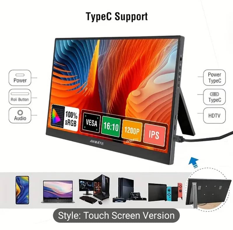 Anmite Touch Screen Portable Monitor 14” Touchscreen - True Colors 15