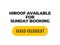 HIroof available for booking