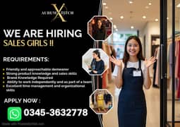 Hiring Sales Girl/Stitching House Jobs for Females/Jobs in Karachi