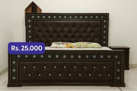 Solid Wooden Bed Set with Dressing Table, Mirror & Side Tables