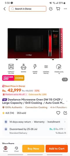 Dawlance Microwave DW115 for sale