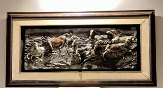 Running Horses 3d Embossed Mural Wall Hanging Painting For Home Decor